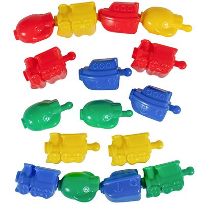 edxeducation LEARNING ADVANTAGE Transportation Linking Blocks - Set of 36 - 18m+ - Connecting Blocks for Toddlers - Early Construction, Sorting and Fine Motor Skills