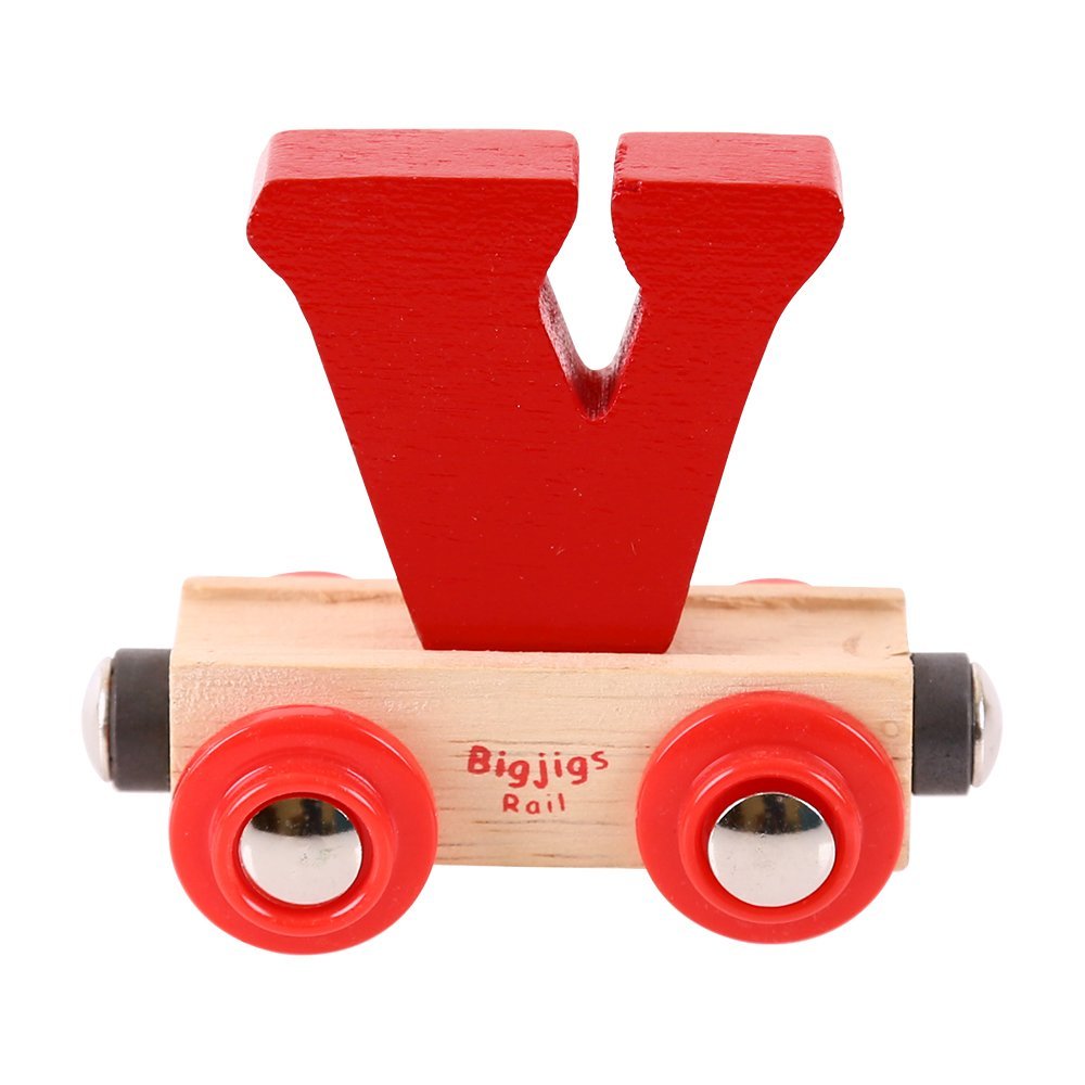 Bigjigs Rail Rail Name Letter V (Dark Red)