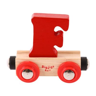 Bigjigs Rail Wooden Rail Name Letter F (Dark Red) Personalised Wood Railway Carriage