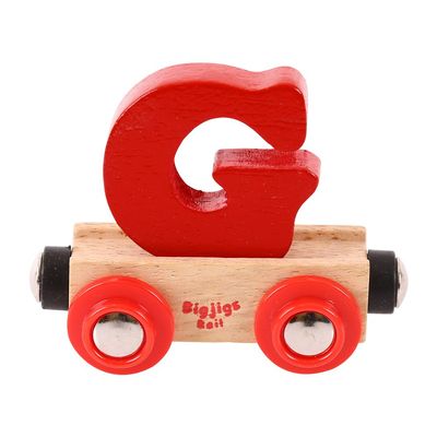 Bigjigs Rail Wooden Rail Name Letter G (Dark Red) Personalised Wood Railway Carriage