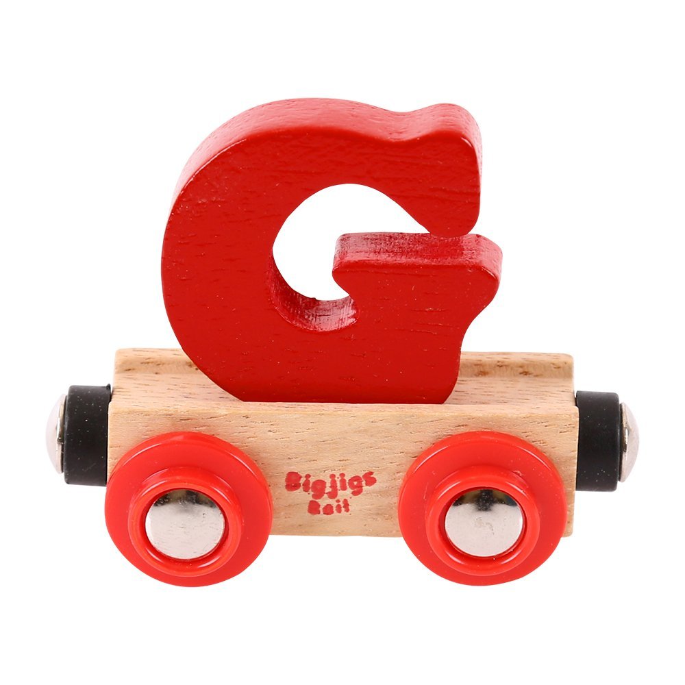 Bigjigs Rail Wooden Rail Name Letter G (Dark Red) Personalised Wood Railway Carriage