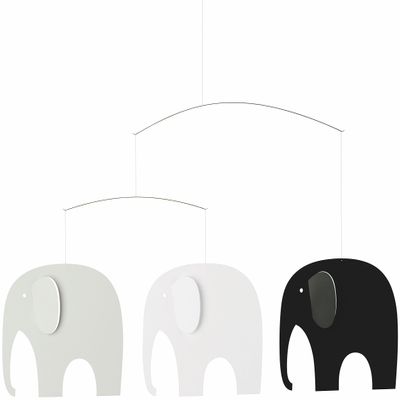 Elephant Party Black Hanging Nursery Mobile - 25 Inches Plastic - Handmade in Denmark by Flensted