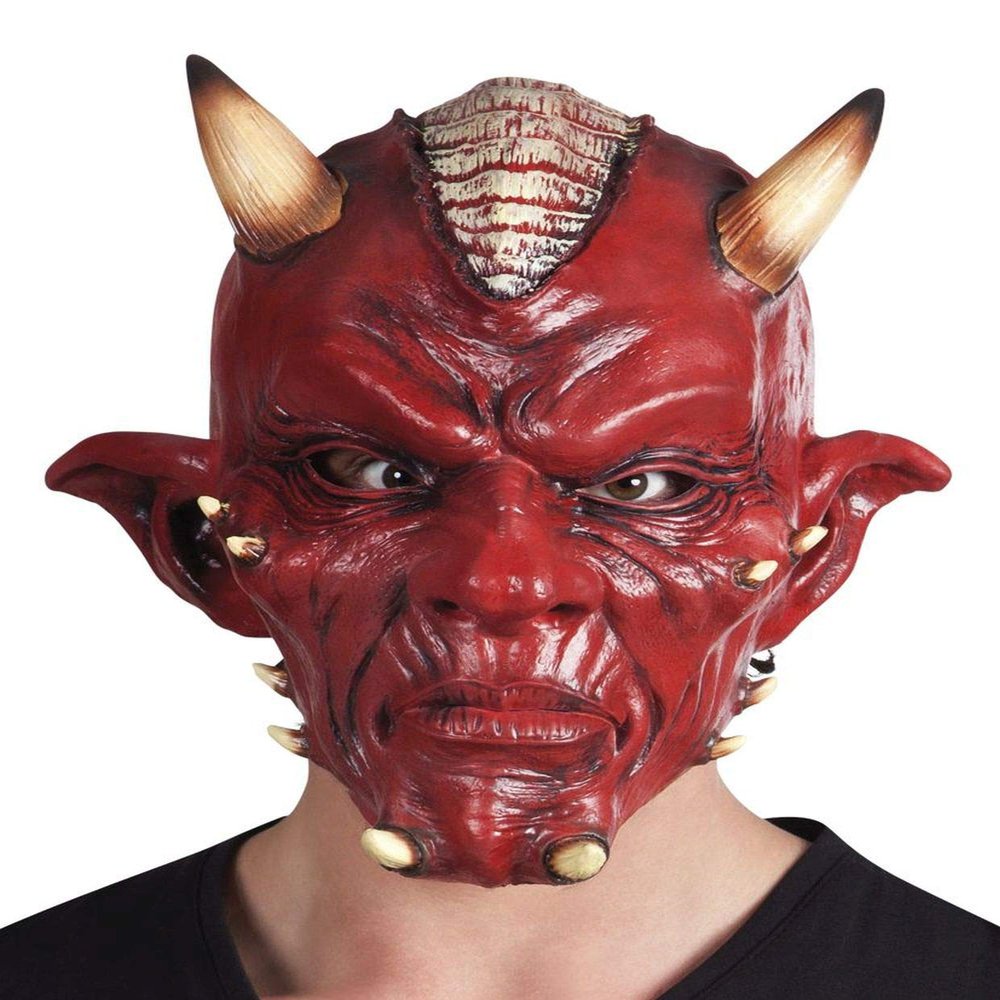 Devil Halloween Head Mask One Size Scary Party Costume Fancy Dress Latex Red