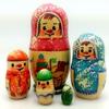 Snowman Russian Nesting Stacking Doll Hand Painted 5 Piece Set 4 inch Tall view 1