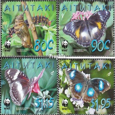Aitutaki 778-781 (Complete.Issue.) unmounted Mint/Never hinged ** MNH 2008 Blue Mondstiefmtterchen (Stamps for Collectors) Butterflies