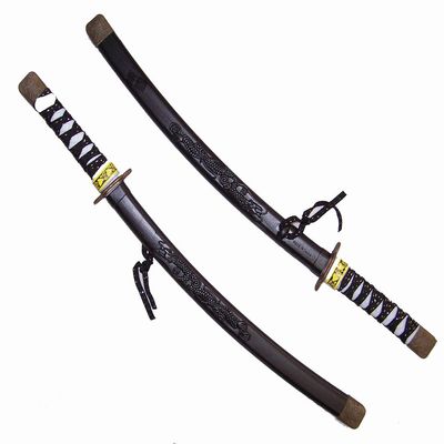 2 Black Color 24 Inch Plastic Dragon Ninja Toy Play Swords
