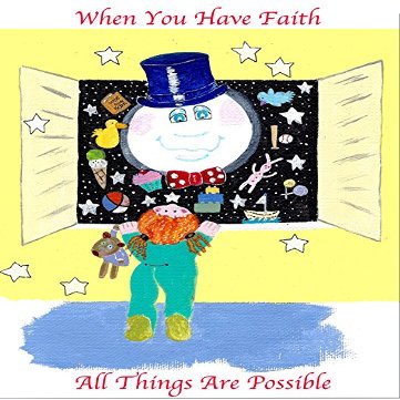 Nursery or Girl's Wall Decor: Inspirational Faith quote, Moon in Moon, Print. Free Personalization.