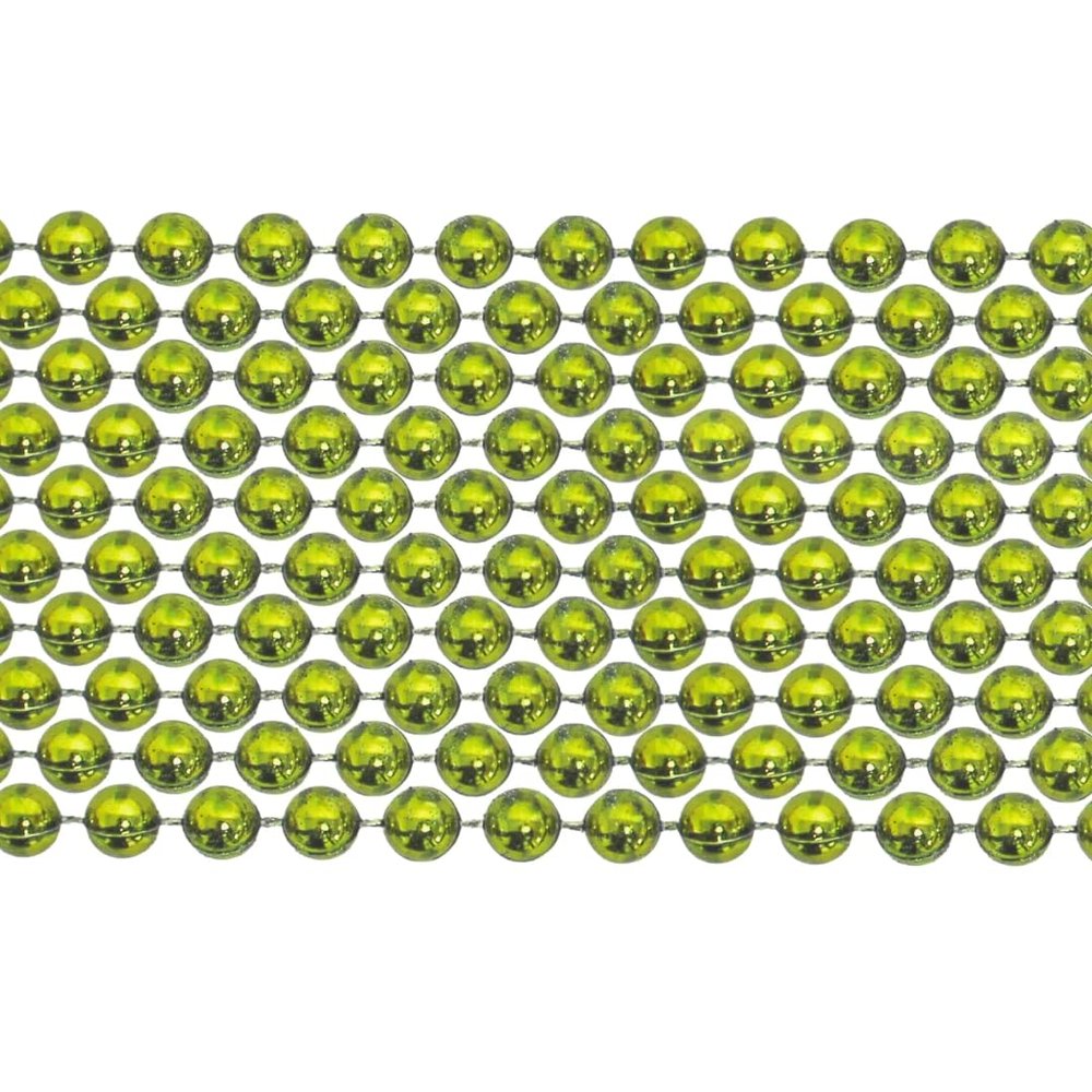 33 inch Round Metallic Lime Green Mardi Gras Beads - 6 Dozen (72 necklaces)