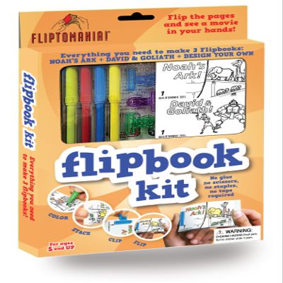 Fliptomania Make Your Own Flipbook Kit: Bible Stories: Noah's Ark, David & Goliath - Paper Stop Motion Animation Kit : Creative Flip Book Kit for Kids 6-12 and Creative Animation Artists