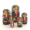 Unique Russian Nesting Dolls Hand Carved Hand Painted 5 Piece Set 7.25" Tall Girl with a Deer view 2