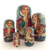 Unique Russian Nesting Dolls Hand Carved Hand Painted 5 Piece Set 7.25" Tall Girl with a Deer view 4
