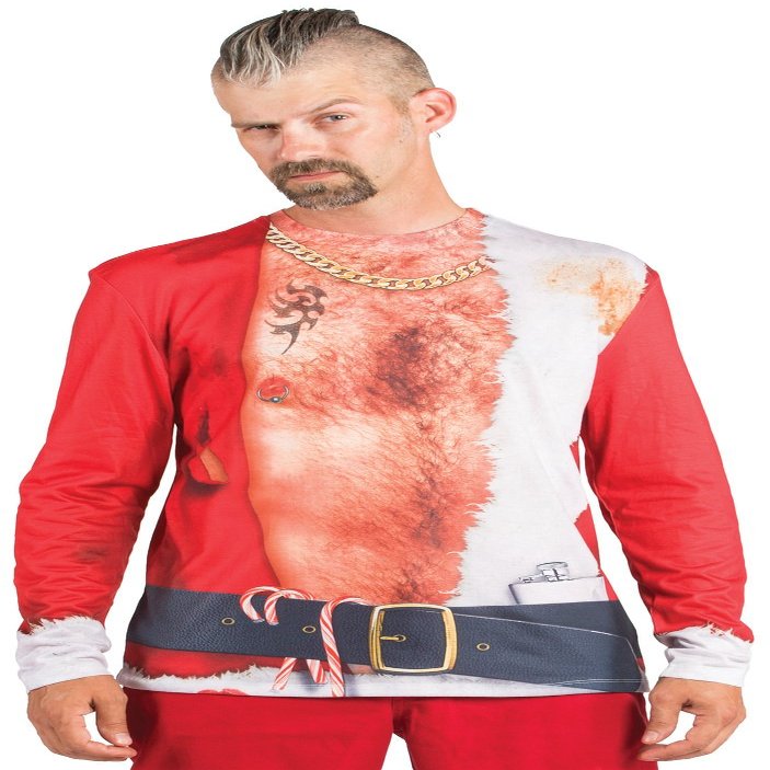 Boland 84356 Photo Realistic Shirt Bad Santa Size M, men, multicoloured, M