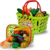 38 PCS Fruits and Vegetables Shopping Basket Play Food Plastic Toys Set, Healthy Farmer's Market Grocery Educational Pretend Play Set for Kids view 1