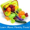 38 PCS Fruits and Vegetables Shopping Basket Play Food Plastic Toys Set, Healthy Farmer's Market Grocery Educational Pretend Play Set for Kids view 3
