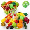 38 PCS Fruits and Vegetables Shopping Basket Play Food Plastic Toys Set, Healthy Farmer's Market Grocery Educational Pretend Play Set for Kids view 4