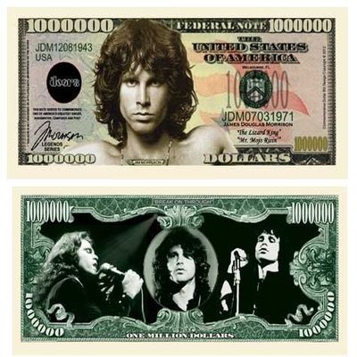 American Art Classics Jim Morrison - The Doors Million Dollar Bill in Currency Holder - Best Gift for Fans of The Doors