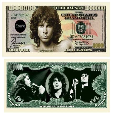 American Art Classics Jim Morrison - The Doors Million Dollar Bill in Currency Holder - Best Gift for Fans of The Doors