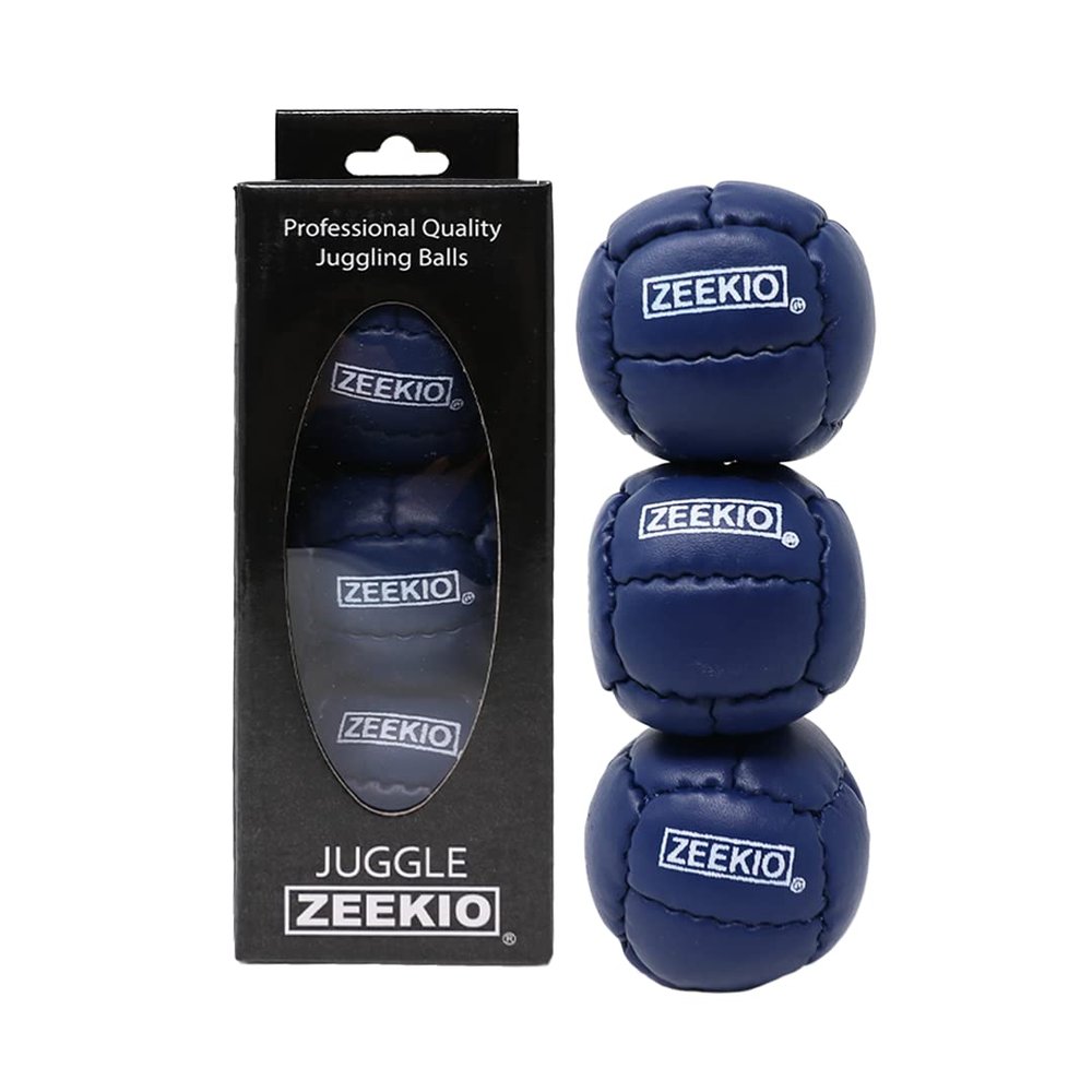 Zeekio Galaxy Juggling Balls - Premium 12 Panel Genuine Leather Balls - 130g - 67mm - Pack of 3 Dark Blue