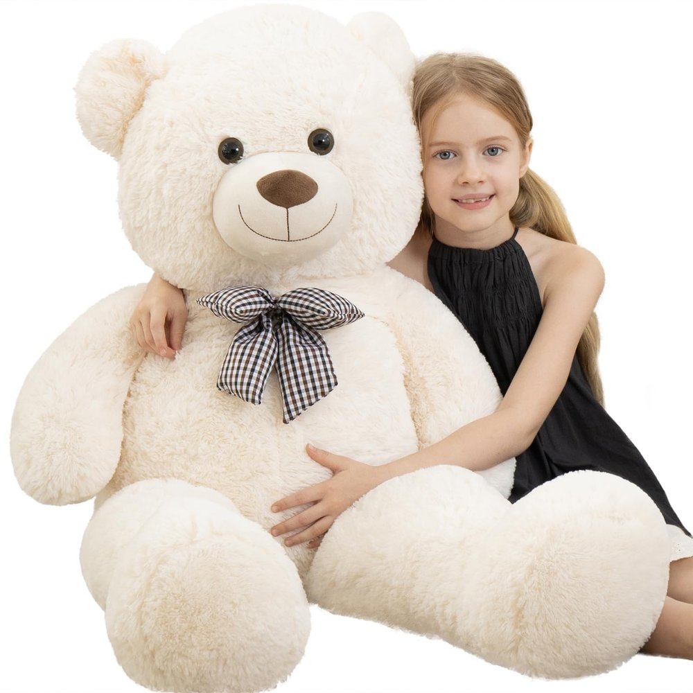 MorisMos Giant White Teddy Bear 4 Feet, Cute 47inch Stuffed Animal Big Teddy Bear Plush, Classic Girlfriend Boyfriend Gift, Birthday, Party Favor
