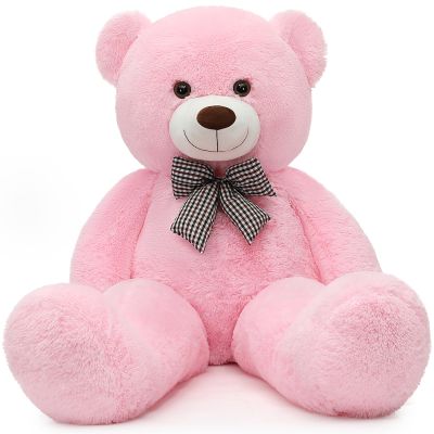 MorisMos Pink Giant Teddy Bear 4 Feet, Lovely 47inch Classic Stuffed Animals Plush, Daughter Girlfriend Birthday Gift for Lover, Party Favor
