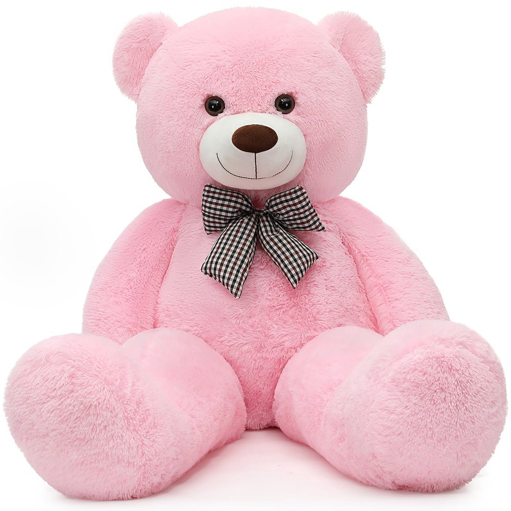 MorisMos Pink Giant Teddy Bear 4 Feet, Lovely 47inch Classic Stuffed Animals Plush, Daughter Girlfriend Birthday Gift for Lover, Party Favor