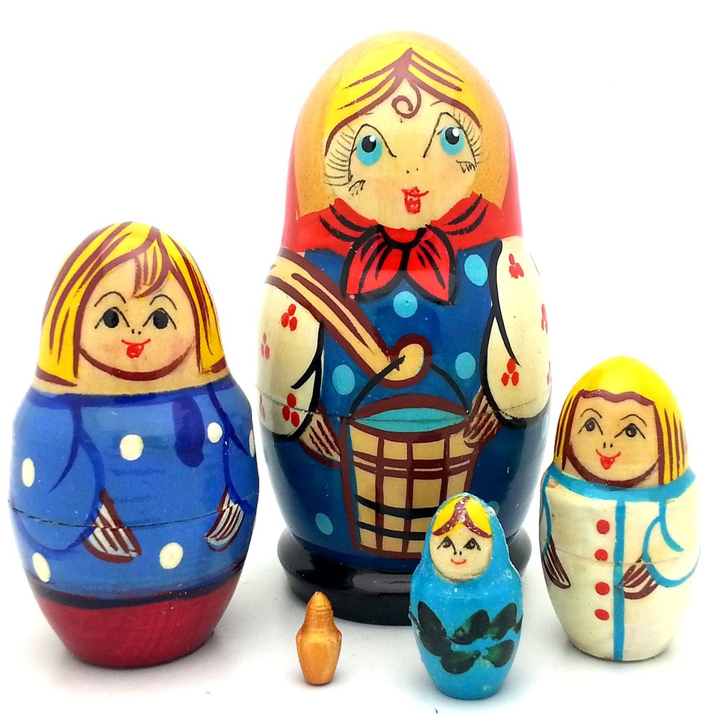 BuyRussianGifts Family Traditional Matryoshka Doll Hand Painted Nesting Dolls Set Small Dolls 3 inch Tall