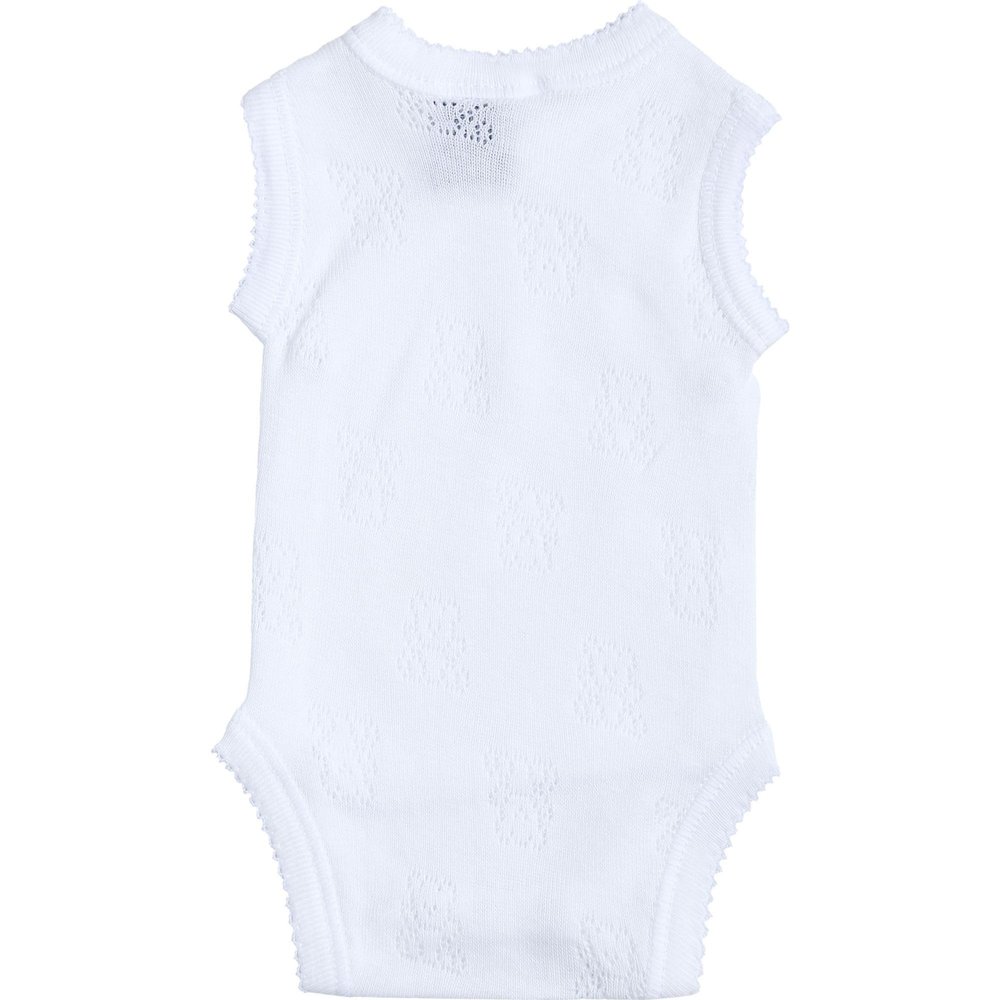 babidu babidoxu Sleeveless Open Front Body, Teddy Bear Pattern Openwork Knit Under Wear 1151 White