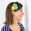 My Lello Satin Fabric Rose Flower Trio on Skinny Headband Infant-Toddler-Girls-Women - black/gray/white view 3