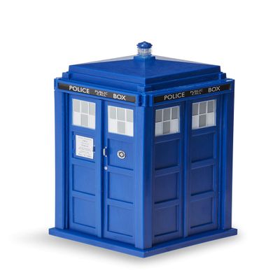 Doctor Who Electronic Tardis Talking Money Bank - Features Speech & Sound Effects, Flashing Lantern Light & Opening Front Doors - Deposit Coin Inside Police Box - Bigger On The Inside!