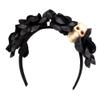 Ladies La Muerte Black Rose Flower Headband with Skull Fancy Dress Accessory view 1