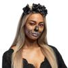 Ladies La Muerte Black Rose Flower Headband with Skull Fancy Dress Accessory view 2