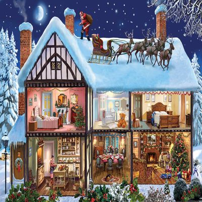 White Mountain Christmas House Jigsaw Puzzle Christmas Puzzles 1000 Pieces for Adults and Families