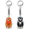 BestPysanky Set of 2 Lion and Black Panther Animal Wooden Key Chains 1.75 Inches view 1