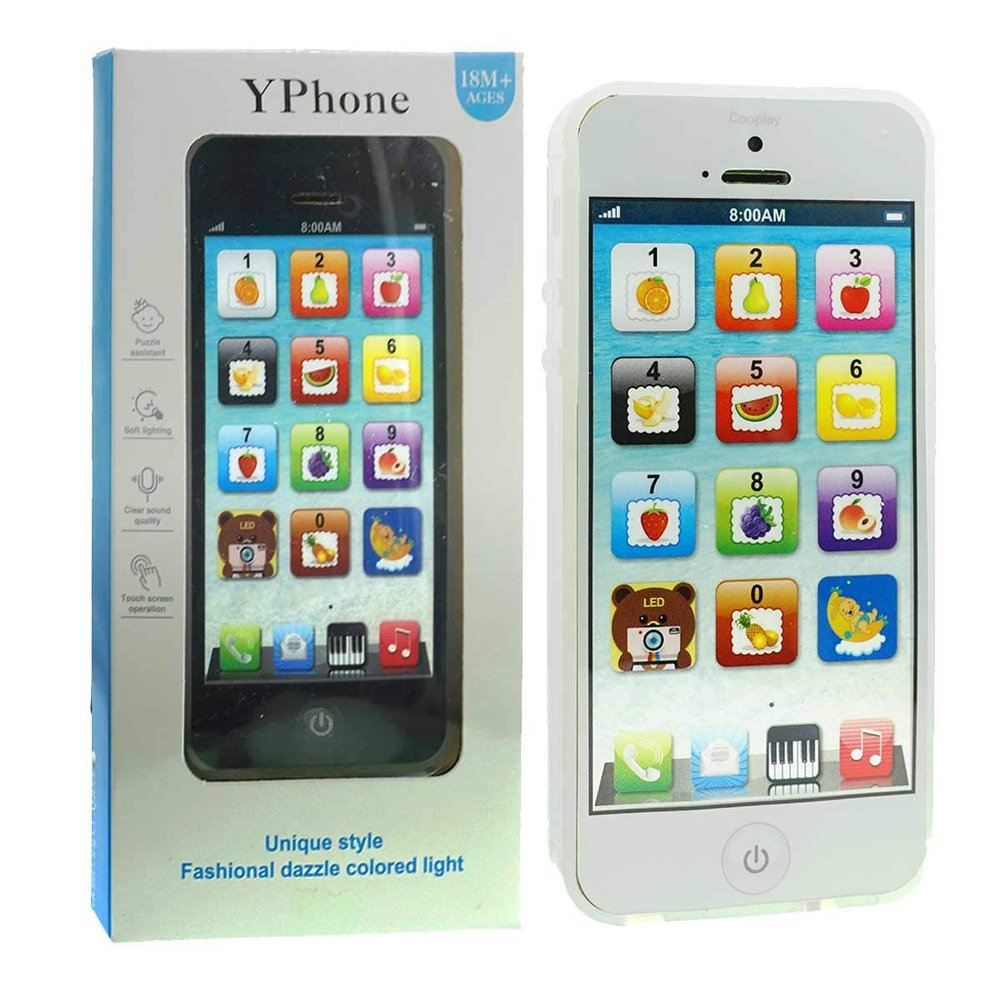 Cooplay YPhone IQ Toys Play Cell Phone Learning Music Mobile Education With USB Recharable Christmas Present for Toddler Baby Kids
