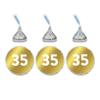 Andaz Press Personalized Chocolate Drop Labels Trio, Metallic Gold Ink, Milestone Birthday or Anniversary, 216-Pack, Fits Kisses, 60th 65th 70th Custom Made Any Number, Not Gold Foil view 1