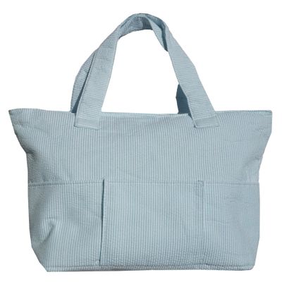 Large Stripe Seersucker Organizing Bag - Great to use as a Diaper Bag (Blue with Personalization)