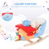 Qaba Kids Rocking Horse, Wooden Plush Ride-on Plane Chair Toy with Lullby Song and Seat Belt for 18 Month + view 3