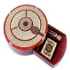 10" Round Shape 3 Tracks Continuous Cribbage Board and Box in Bloodwood/Maple with Score Marking Fields for Skunks, Corners, Won Games, High Hand and Points - House of Cribbage view 2