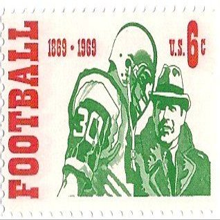 1969 US Postage Stamp 6 Cents College Football Issue Football Player And Coach Scott # 1382 MNH