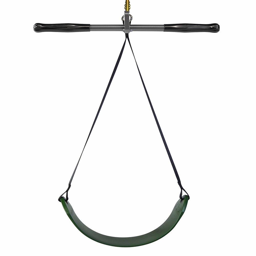 Wnaldc Classic Zip-Line Swing Seat, Green, Nylon, Powder Coated Alloy Steel, 250lb Weight Limit, 40" Height