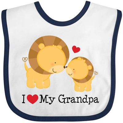 inktastic I Love My Grandpa Baby Bib White and Navy Efbc