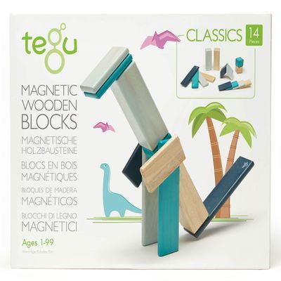 14 Piece Tegu Magnetic Wooden Block Set, Blues