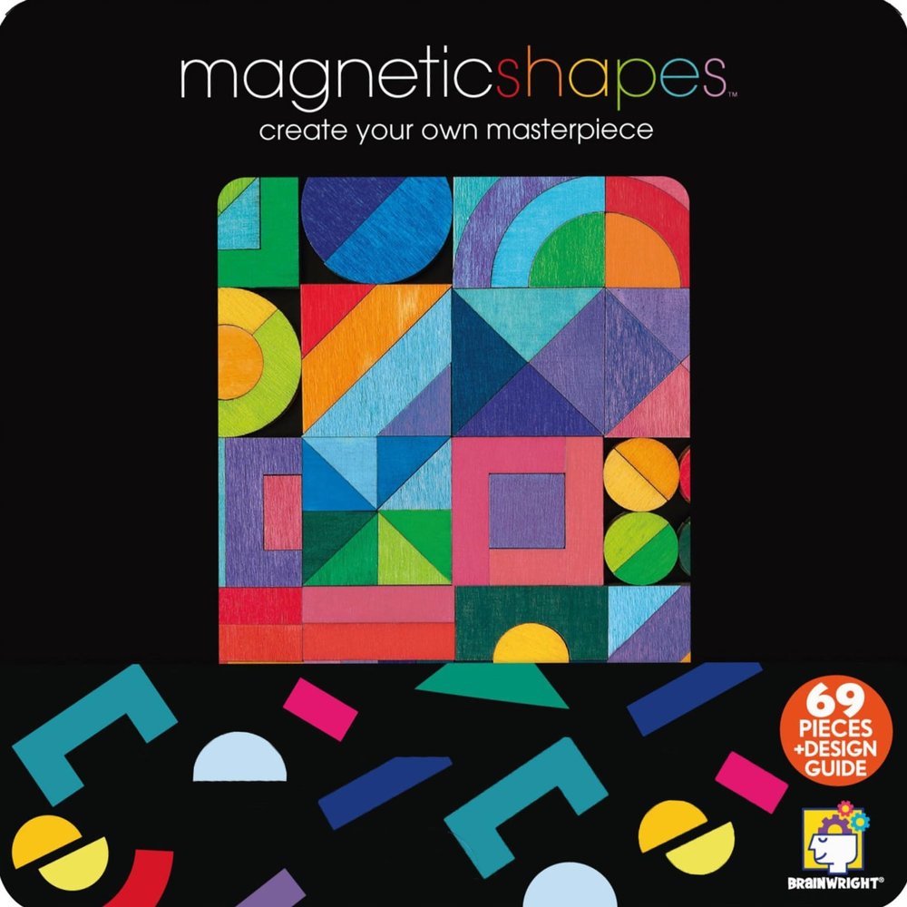 Brainwright Magnetic Shapes Magnetic Wooden Free-Form Shapes Puzzle Ages 8 and Up Great for Travel - Create Your Own Masterpiece!