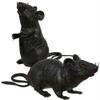 2 Black Plastic Squeezable Squeaking Rats Spooky Scary Creepy Halloween Decor by Greenbrier view 1