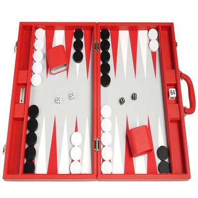 19-inch Premium Backgammon Set - Large Size - Red Board