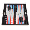 13-inch Premium Backgammon Set - Travel Size - Black Board, Scarlet Red and Patriot Blue Points view 3