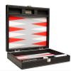 13-inch Premium Backgammon Set - Travel Size - Black Board, White and Scarlet Red Points view 1