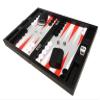 13-inch Premium Backgammon Set - Travel Size - Black Board, White and Scarlet Red Points view 4