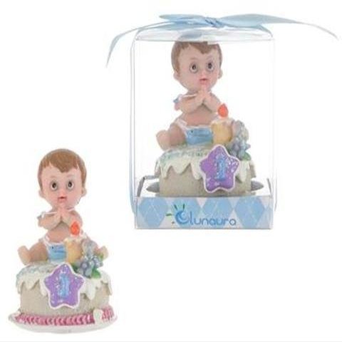 Baby Sitting on Cake Poly Resin in Gift Box - Pink, CASE OF 48