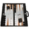 19-inch Premium Backgammon Set - Large Size - Black Board, White and Rum Points view 1